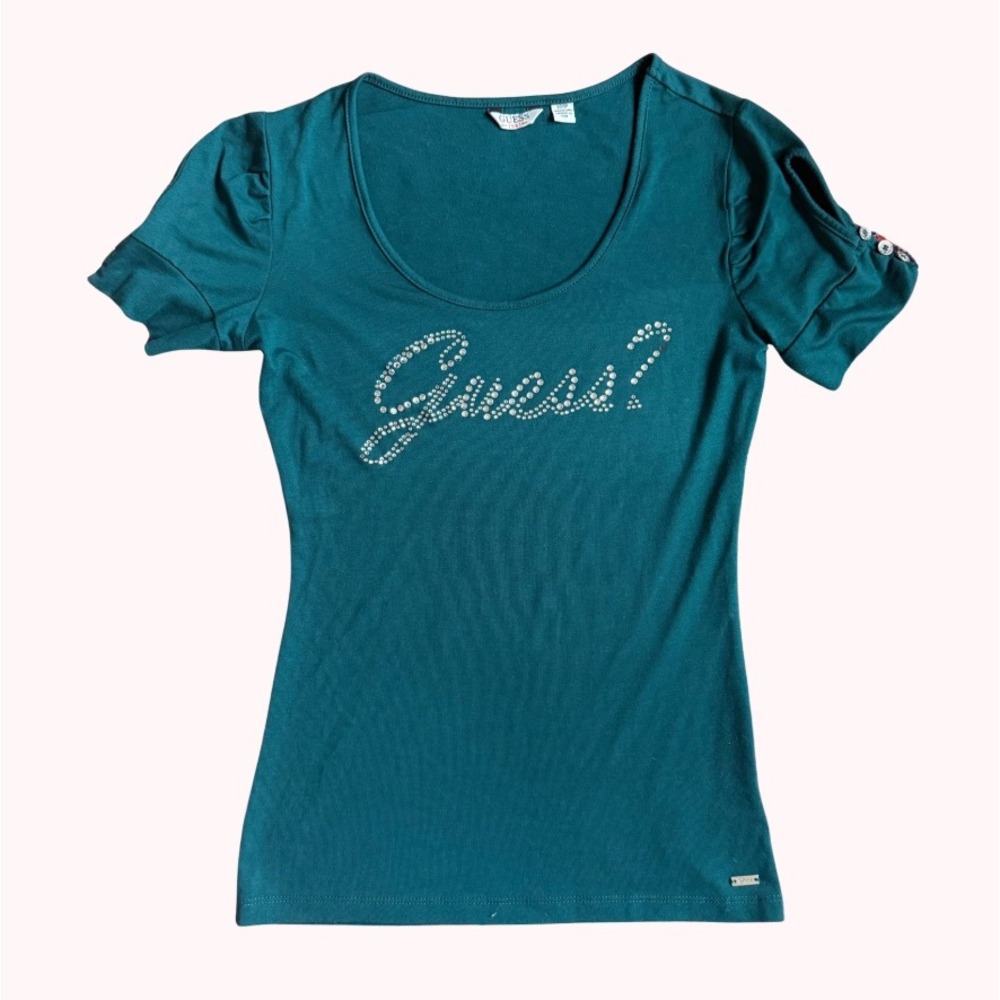 Y2K Guess Rhinestone Top w/ Buttons - XS